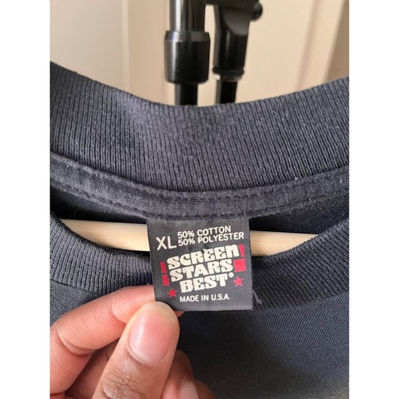 VINTAGE SCREEN STARS SINGLE STITCH RACE COME HOME SOON MENS BLACK T SHIRT XL - Picture 2 of 4